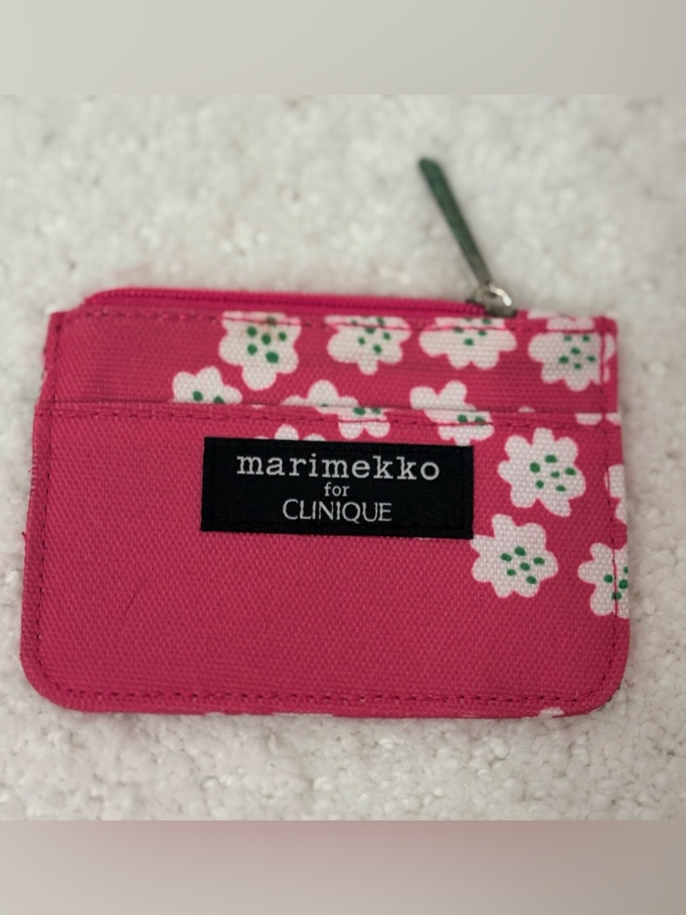 NEW Marimekko for Clinique card holder coin purse hot pink lime green flowers